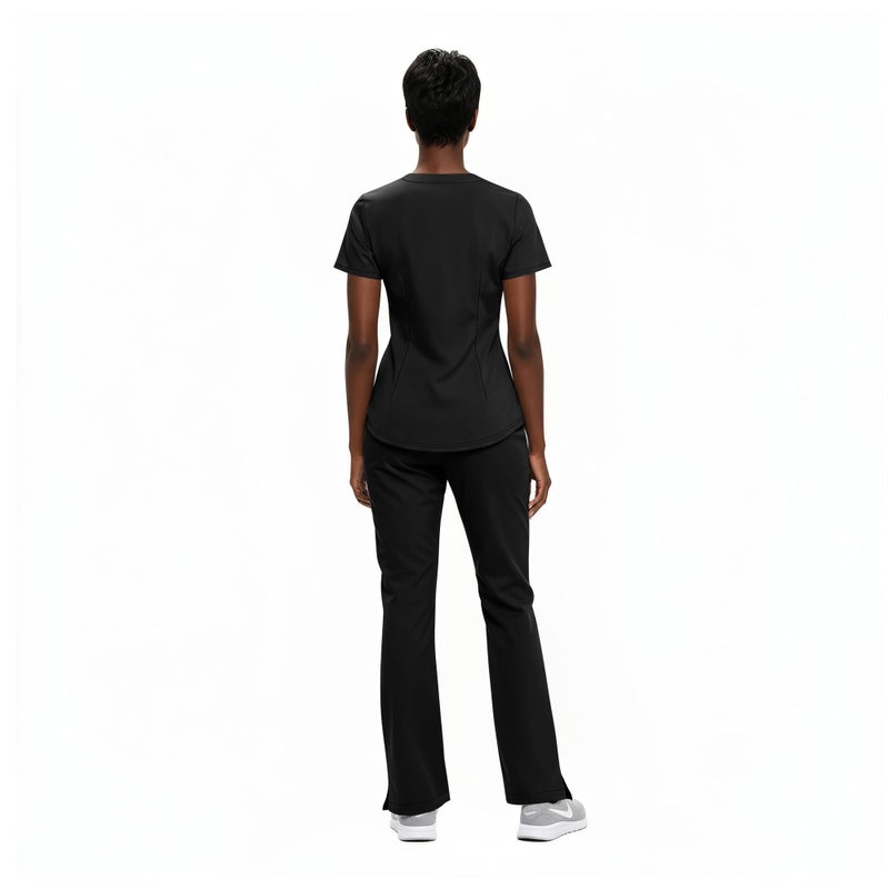Natural Uniforms Women's Ultra Soft Y-Neck Scrub Set (Black, X-Large) - Image 2